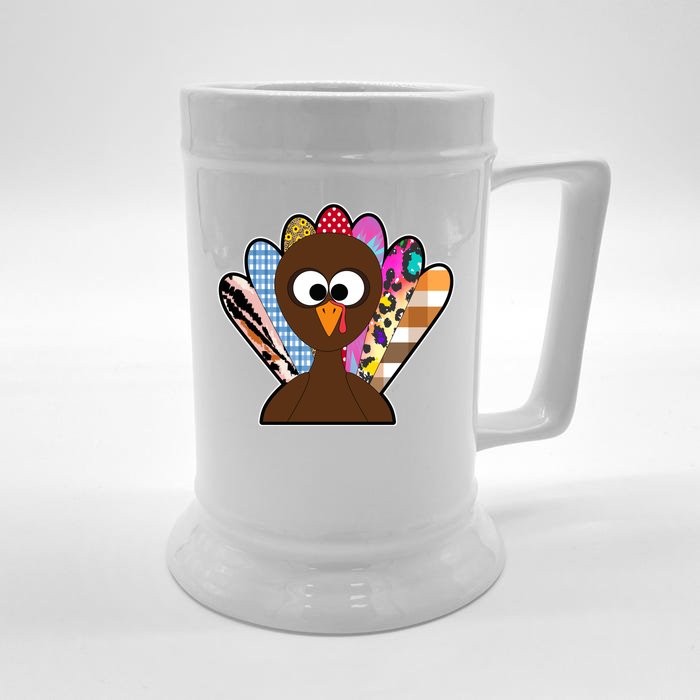 Turkey Colorful Abstract Thanksgiving Front & Back Beer Stein