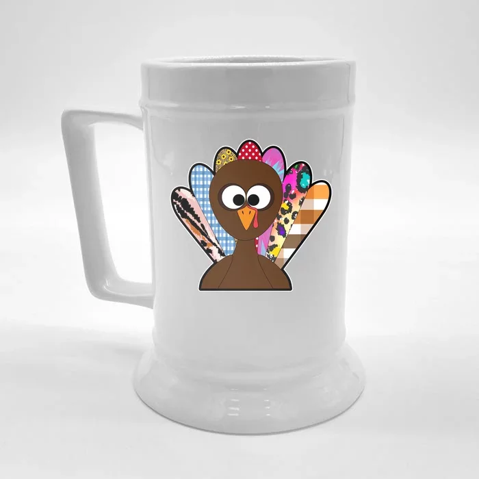 Turkey Colorful Abstract Thanksgiving Front & Back Beer Stein