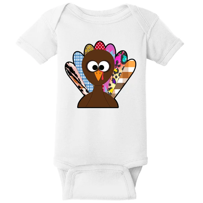 Turkey Colorful Abstract Thanksgiving Baby Bodysuit