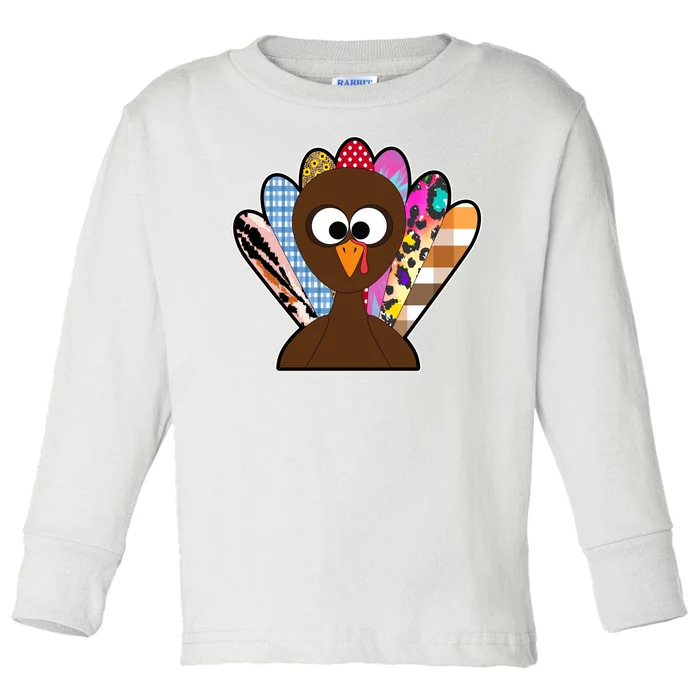 Turkey Colorful Abstract Thanksgiving Toddler Long Sleeve Shirt