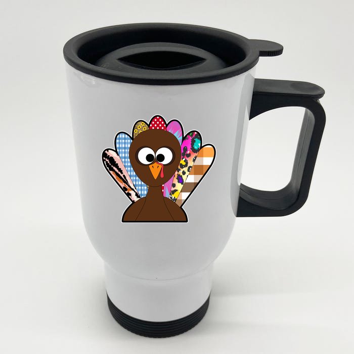 Turkey Colorful Abstract Thanksgiving Front & Back Stainless Steel Travel Mug