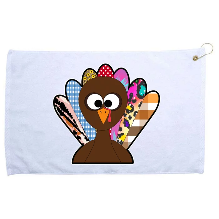 Turkey Colorful Abstract Thanksgiving Grommeted Golf Towel