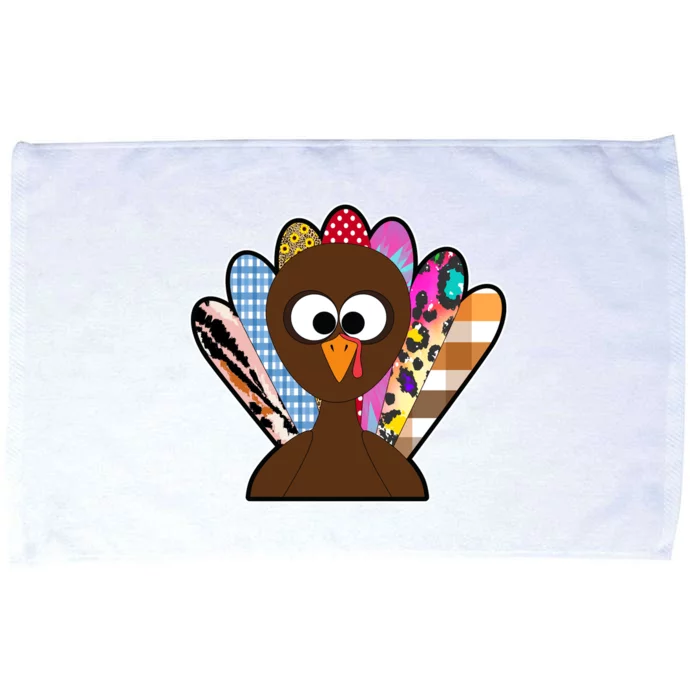 Turkey Colorful Abstract Thanksgiving Microfiber Hand Towel