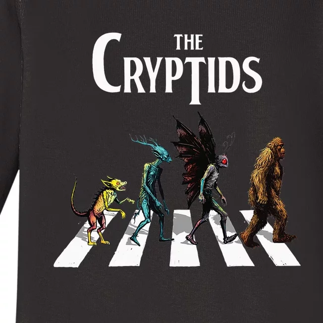 The Cryptids Bigfoot Mothman Wendigo Chupacabra Creatures Baby Long Sleeve Bodysuit