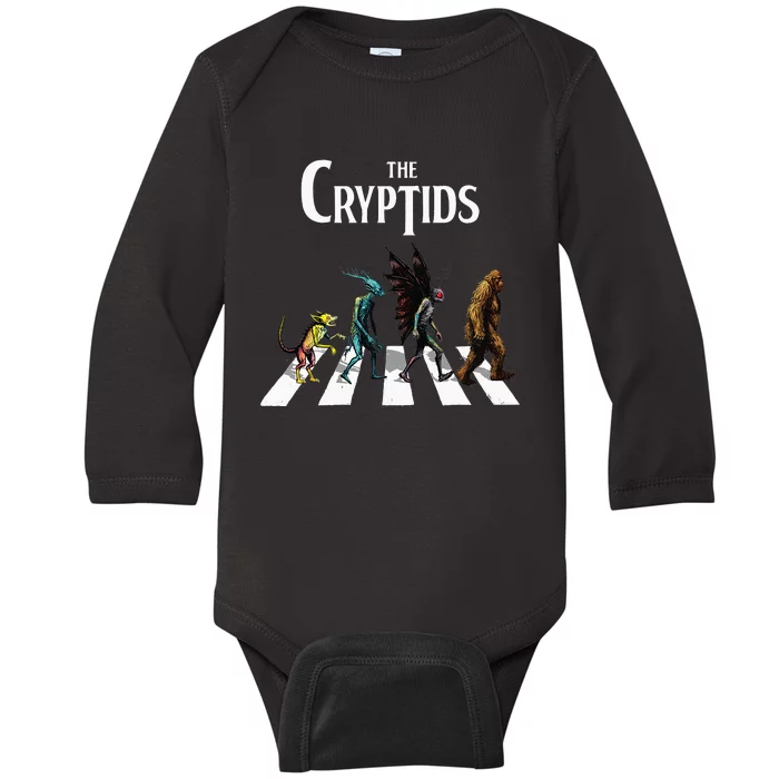 The Cryptids Bigfoot Mothman Wendigo Chupacabra Creatures Baby Long Sleeve Bodysuit