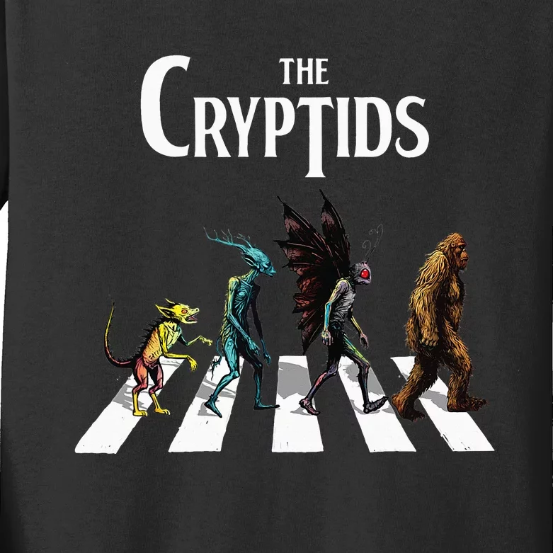 The Cryptids Bigfoot Mothman Wendigo Chupacabra Creatures Kids Long Sleeve Shirt