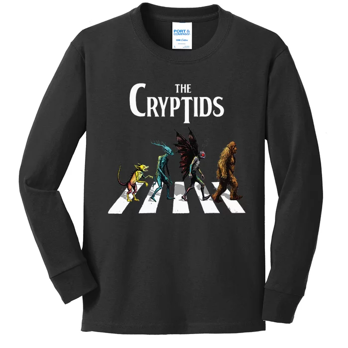 The Cryptids Bigfoot Mothman Wendigo Chupacabra Creatures Kids Long Sleeve Shirt