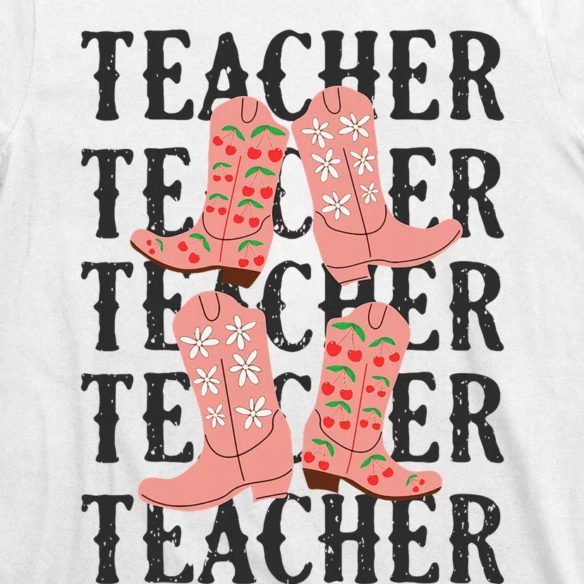 Teacher Cute Boho Cowgirl Boots Wild West Cowboy Rodeo T-Shirt