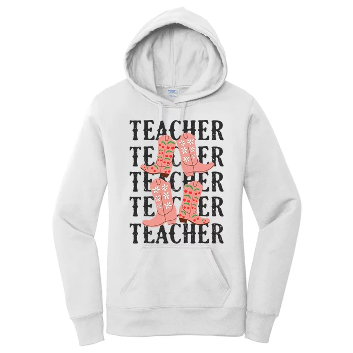 Teacher Cute Boho Cowgirl Boots Wild West Cowboy Rodeo Women's Pullover Hoodie