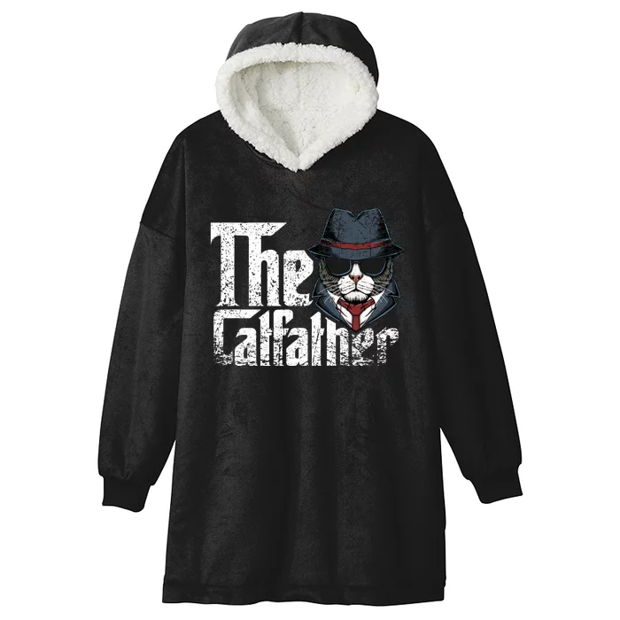 The Catfather Best Birthday Cat Dad Fathersday Funny Gift Hooded Wearable Blanket