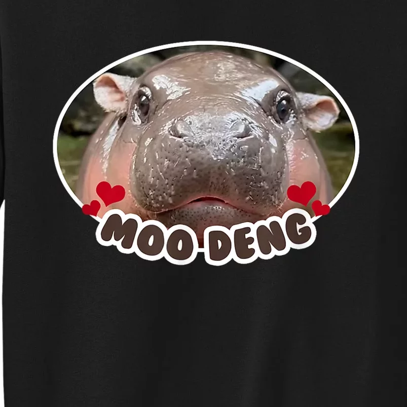 The Cute Baby Hippo Moo Deng Bouncy Pig In Thai Picture Gift Sweatshirt