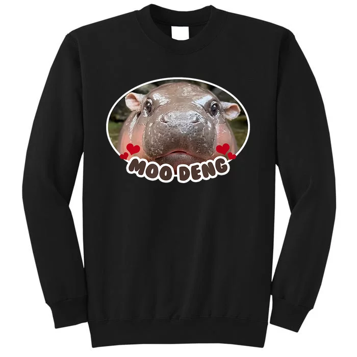 The Cute Baby Hippo Moo Deng Bouncy Pig In Thai Picture Gift Sweatshirt