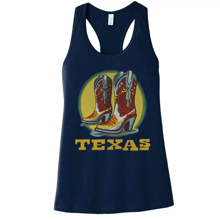 Texas Cowboy BootsVintage Women's Racerback Tank