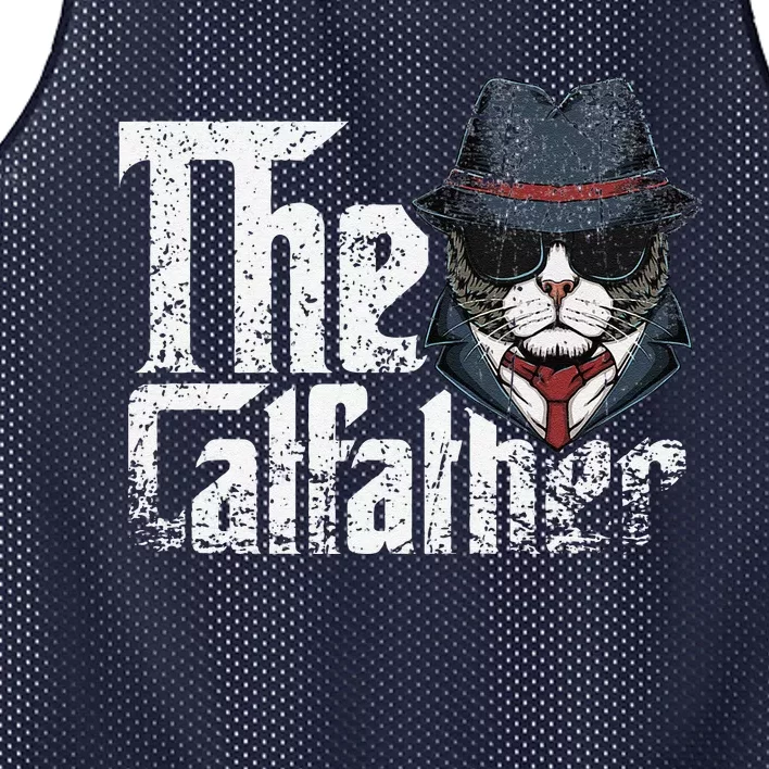 The Catfather Best Birthday Cat Dad Fathersday Funny Gift Mesh Reversible Basketball Jersey Tank