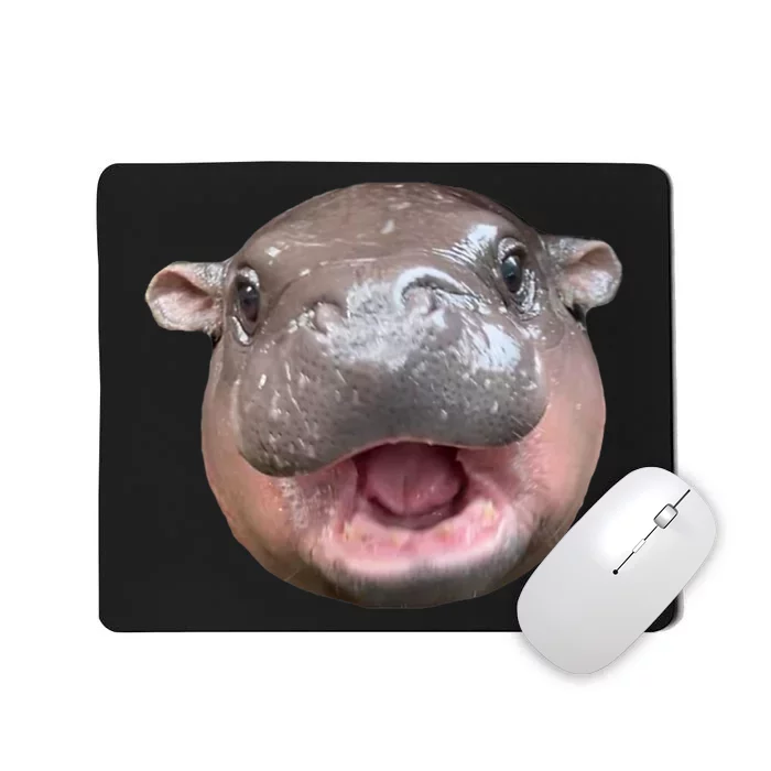 The Cute Baby Hippo Face Moo Deng Bouncy Pig Gift Mousepad