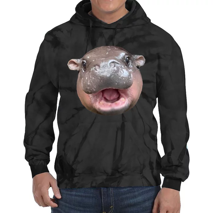 The Cute Baby Hippo Face Moo Deng Bouncy Pig Gift Tie Dye Hoodie