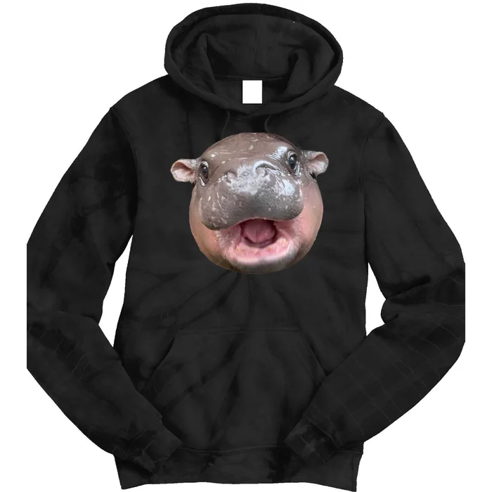 The Cute Baby Hippo Face Moo Deng Bouncy Pig Gift Tie Dye Hoodie