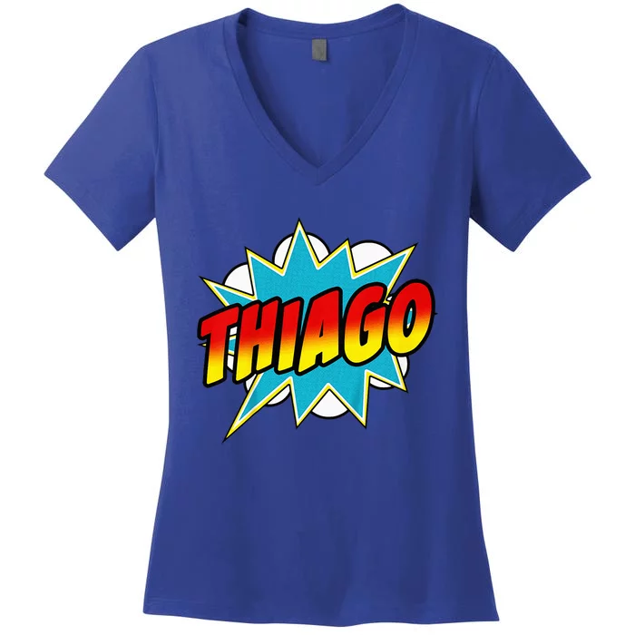 Thiago Comic Book Superhero Name Women's V-Neck T-Shirt