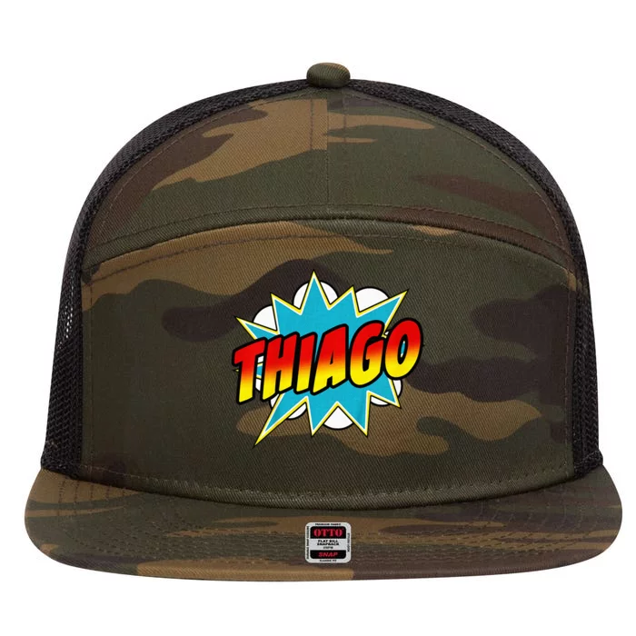 Thiago Comic Book Superhero Name 7 Panel Mesh Trucker Snapback Hat