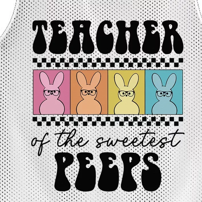 Teacher Cute Bunny Teaching Lover Retro Easter Mesh Reversible Basketball Jersey Tank