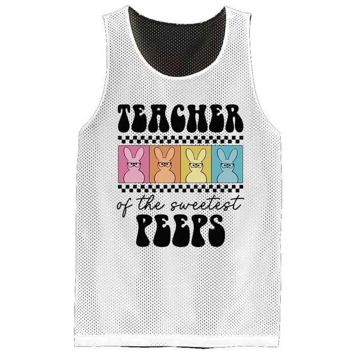 Teacher Cute Bunny Teaching Lover Retro Easter Mesh Reversible Basketball Jersey Tank