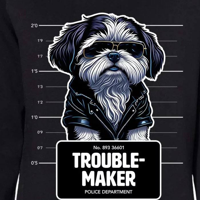 Troublemaker Cute Black Shih Tzu Puppy For Christmas Gift Womens California Wash Sweatshirt