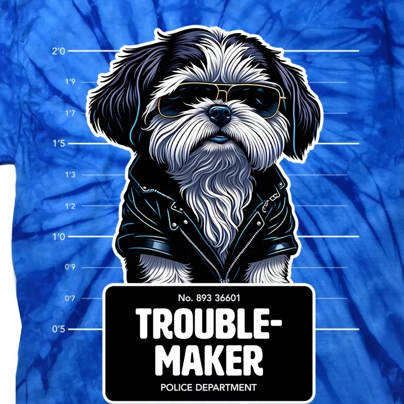 Troublemaker Cute Black Shih Tzu Puppy For Christmas Gift Tie-Dye T-Shirt