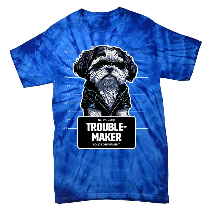 Troublemaker Cute Black Shih Tzu Puppy For Christmas Gift Tie-Dye T-Shirt