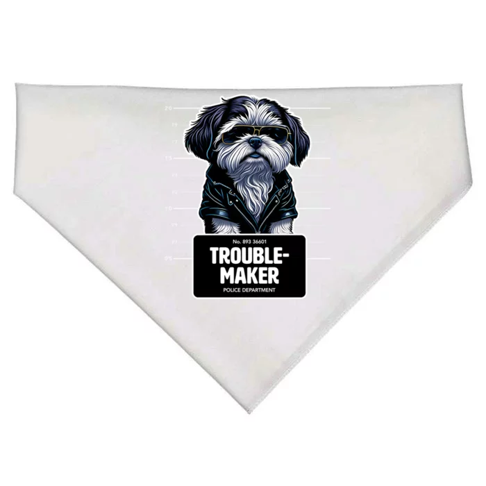 Troublemaker Cute Black Shih Tzu Puppy For Christmas Gift USA-Made Doggie Bandana