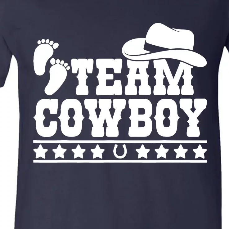 Team Cowboy Baby Gender Reveal Outfit Team Boy Gender Reveal V-Neck T-Shirt