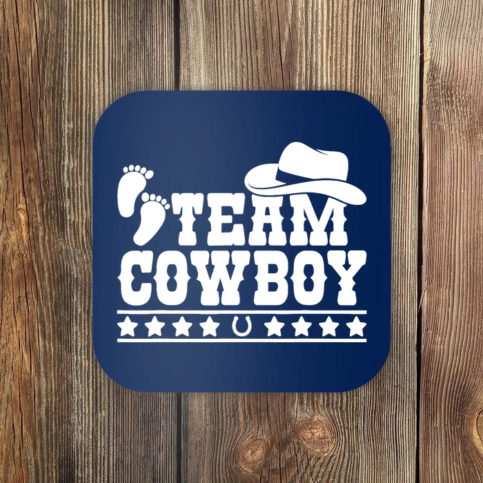 Team Cowboy Baby Gender Reveal Outfit Team Boy Gender Reveal Coaster