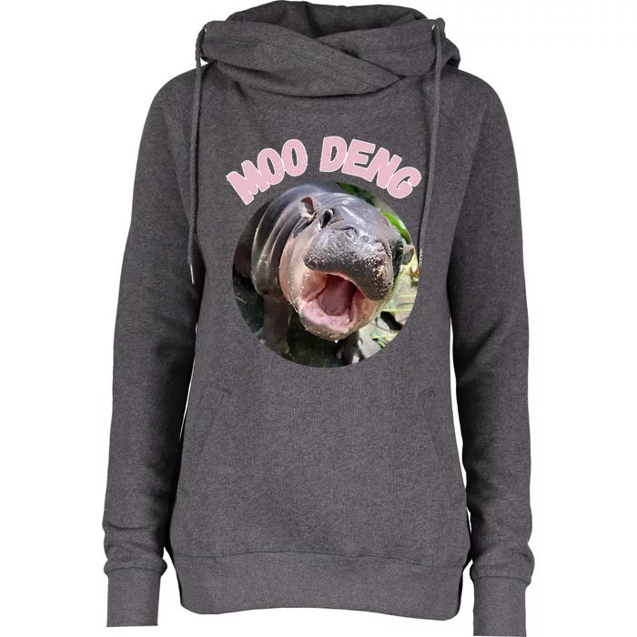 The Cute Baby Hippo Womens Funnel Neck Pullover Hood