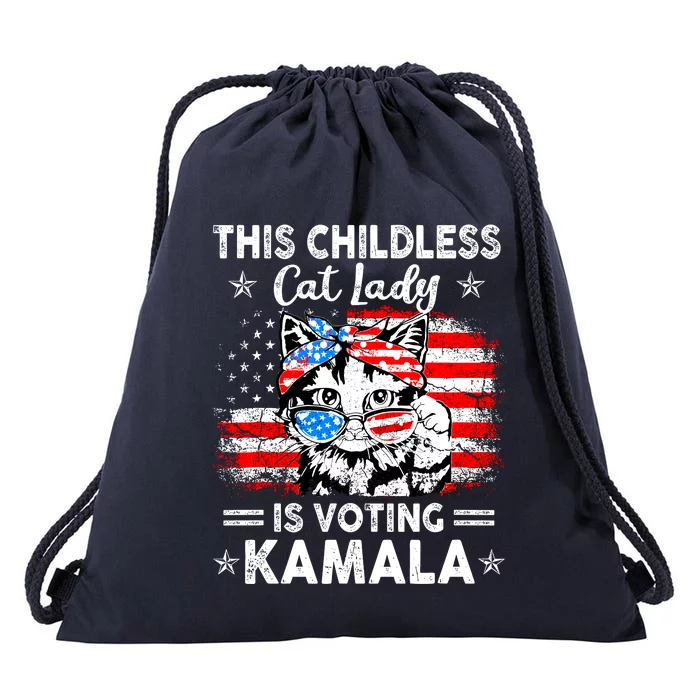 This Childless Cat Lady Is Voting Kamala Drawstring Bag