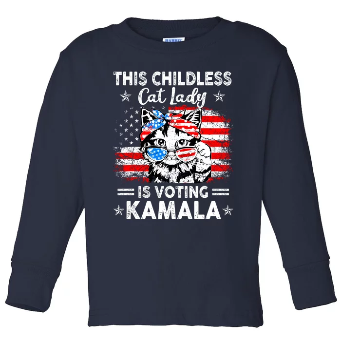 This Childless Cat Lady Is Voting Kamala Toddler Long Sleeve Shirt