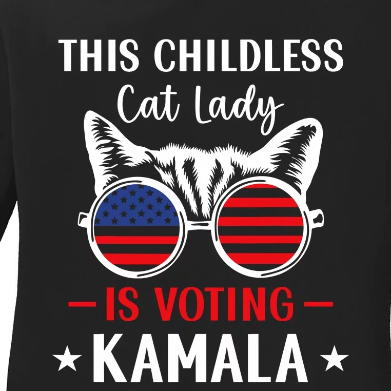 This Childless Cat Lady Is Voting Kamala Ladies Long Sleeve Shirt