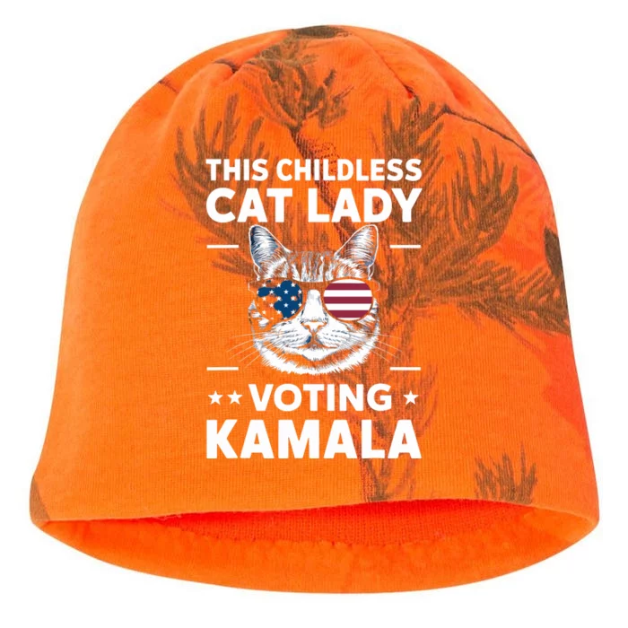 This Childless Cat Lady Is Voting Kamala Kati - Camo Knit Beanie