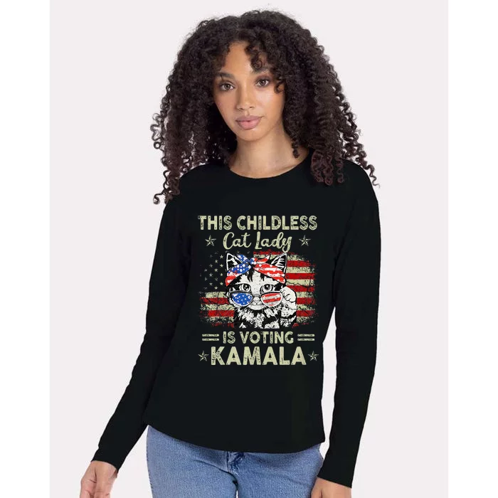 This Childless Cat Lady Is Voting Kamala Harris 2024 Womens Cotton Relaxed Long Sleeve T-Shirt