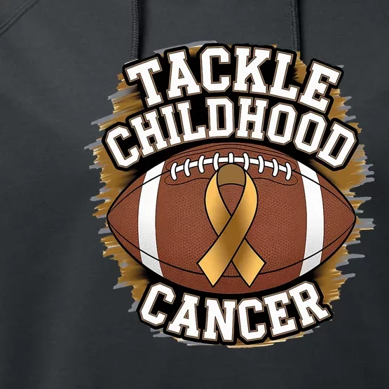 Tackle Childhood Cancer Gold Ribbon Childs Cancer Awareness Performance Fleece Hoodie