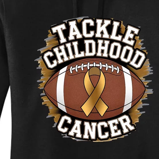 Tackle Childhood Cancer Gold Ribbon Childs Cancer Awareness Women's Pullover Hoodie