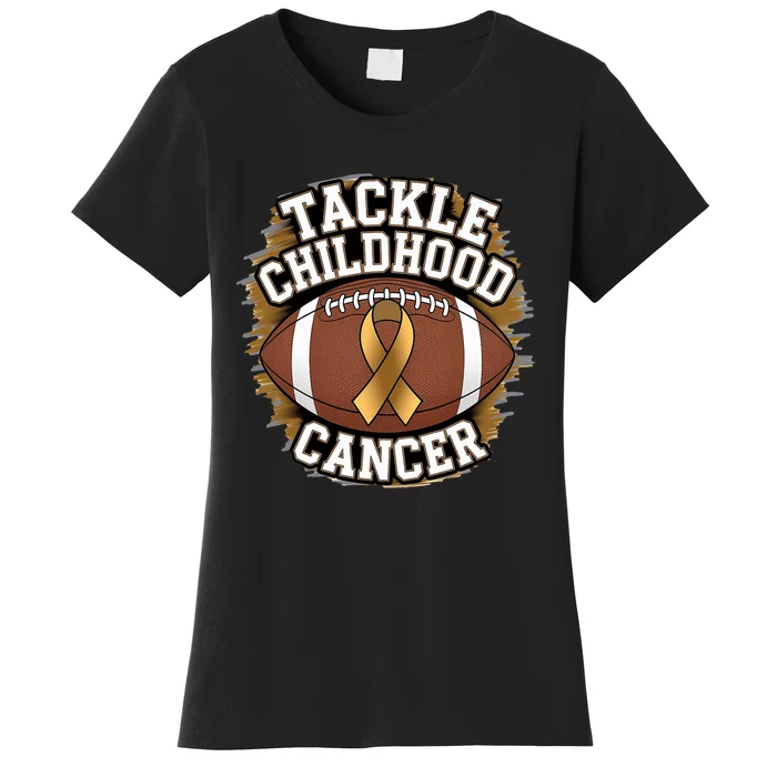 Tackle Childhood Cancer Gold Ribbon Childs Cancer Awareness Women's T-Shirt