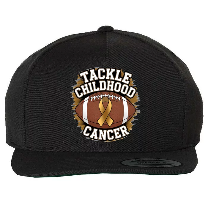 Tackle Childhood Cancer Gold Ribbon Childs Cancer Awareness Wool Snapback Cap