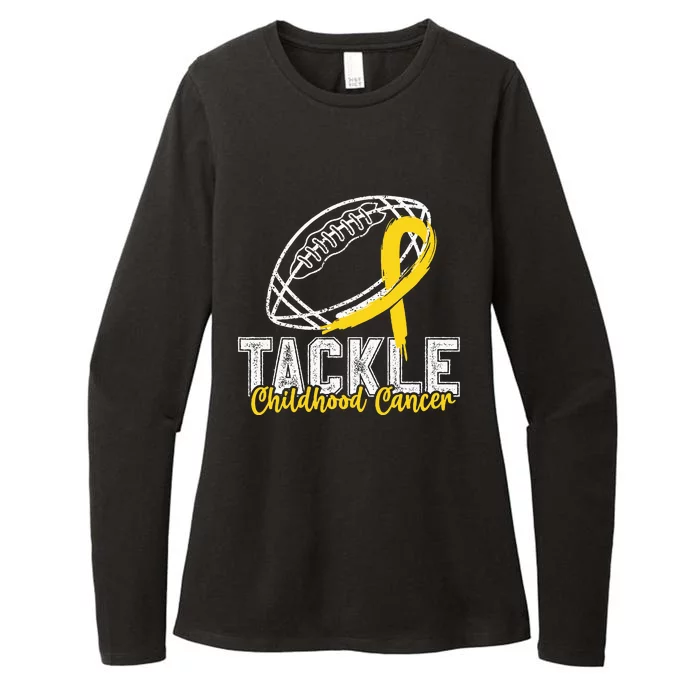 Tackle Childhood Cancer Football Childhood Cancer Awareness Womens CVC Long Sleeve Shirt