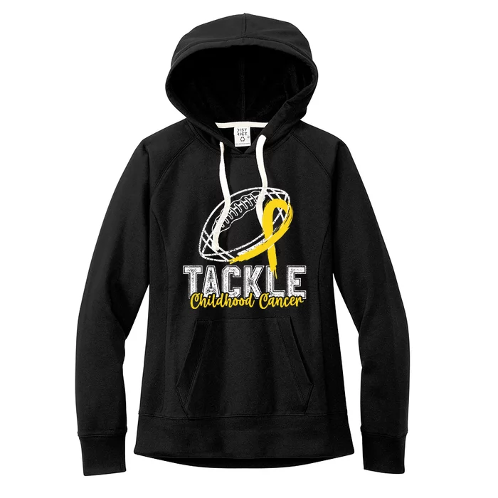 Tackle Childhood Cancer Football Childhood Cancer Awareness Women's Fleece Hoodie