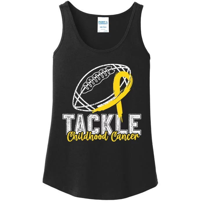 Tackle Childhood Cancer Football Childhood Cancer Awareness Ladies Essential Tank