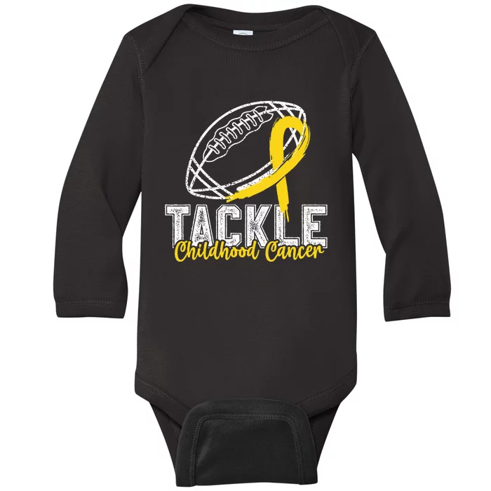 Tackle Childhood Cancer Football Childhood Cancer Awareness Baby Long Sleeve Bodysuit