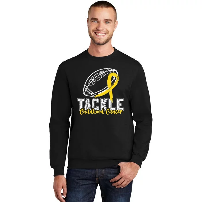 Tackle Childhood Cancer Football Childhood Cancer Awareness Tall Sweatshirt