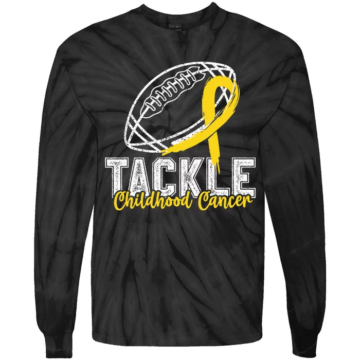 Tackle Childhood Cancer Football Childhood Cancer Awareness Tie-Dye Long Sleeve Shirt