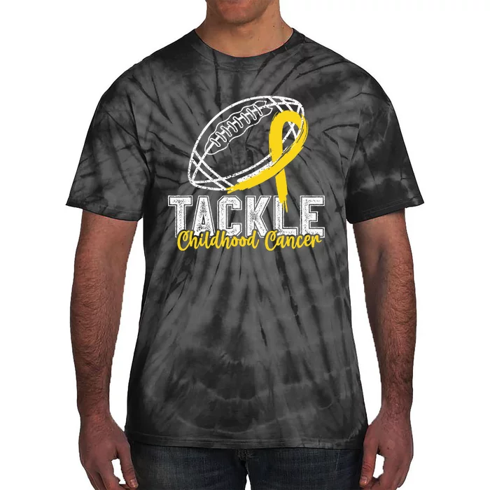 Tackle Childhood Cancer Football Childhood Cancer Awareness Tie-Dye T-Shirt