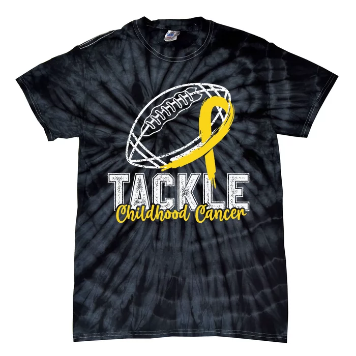 Tackle Childhood Cancer Football Childhood Cancer Awareness Tie-Dye T-Shirt