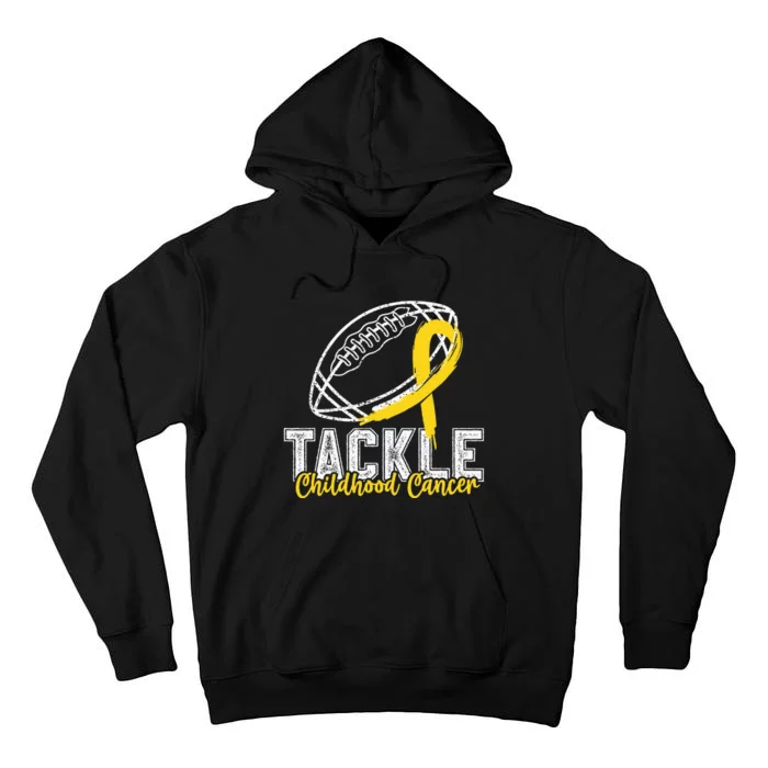 Tackle Childhood Cancer Football Childhood Cancer Awareness Tall Hoodie